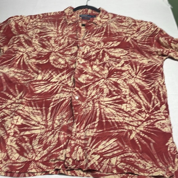 Vintage polo Ralph Lauren 90s red leaf print Hawaiian camp shirt Men’s L - Picture 3 of 10